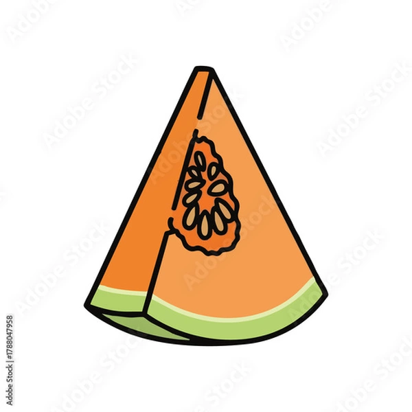 Obraz Melon-like cantaloupe slice, orange inside,