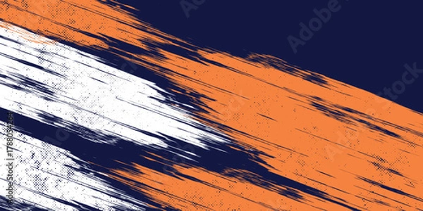Obraz Abstract dark blue background with modern white and orange grunge texture. Trendy sport style background concept. Vector eps 3