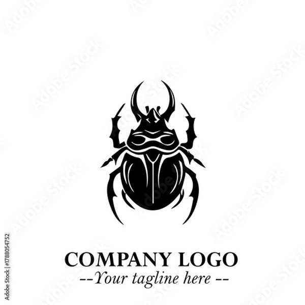 Fototapeta Beetle Logo Symbol in Black on the White Background with Simple Modern Insect Design