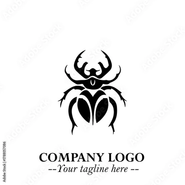 Fototapeta Beetle Logo Symbol in Black on the White Background with Simple Modern Insect Design