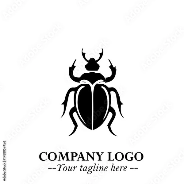 Fototapeta Beetle Logo Symbol in Black on the White Background with Simple Modern Insect Design