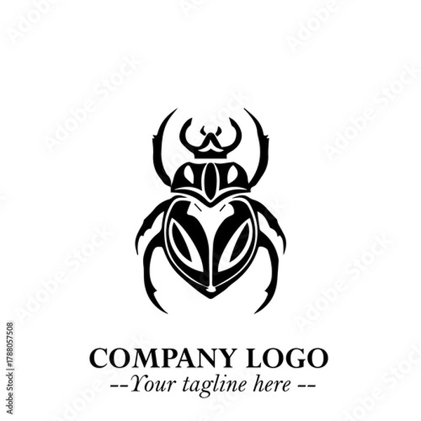 Fototapeta Beetle Logo Symbol in Black on the White Background with Simple Modern Insect Design