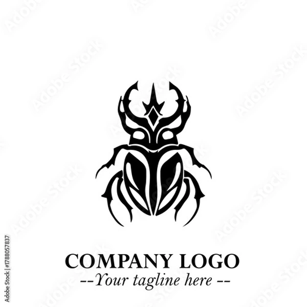 Fototapeta Beetle Logo Symbol in Black on the White Background with Simple Modern Insect Design