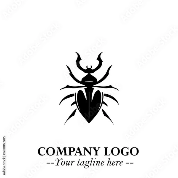 Fototapeta Beetle Logo Symbol in Black on the White Background with Simple Modern Insect Design