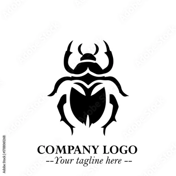 Fototapeta Beetle Logo Symbol in Black on the White Background with Simple Modern Insect Design
