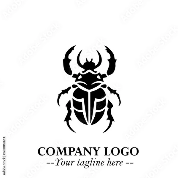 Fototapeta Beetle Logo Symbol in Black on the White Background with Simple Modern Insect Design
