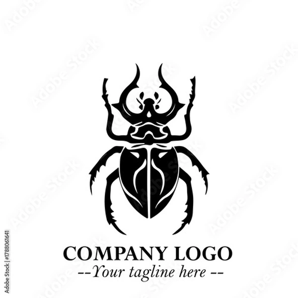 Fototapeta Beetle Logo Symbol in Black on the White Background with Simple Modern Insect Design
