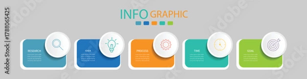 Fototapeta Presentation business infographic template with 5 options. Vector illustration abstract background. Can be used for info graphics, flow charts, presentations, web sites, banners, printed materials.