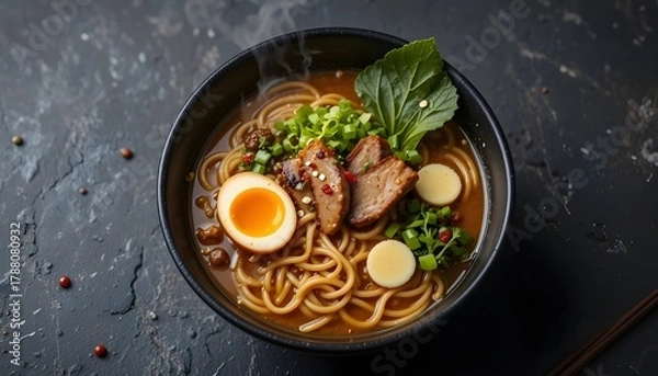 Obraz Delicious fried chicken and pork with fresh vegetables on a plate.