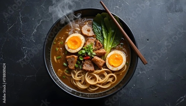 Obraz Delicious fried chicken and pork with fresh vegetables on a plate.