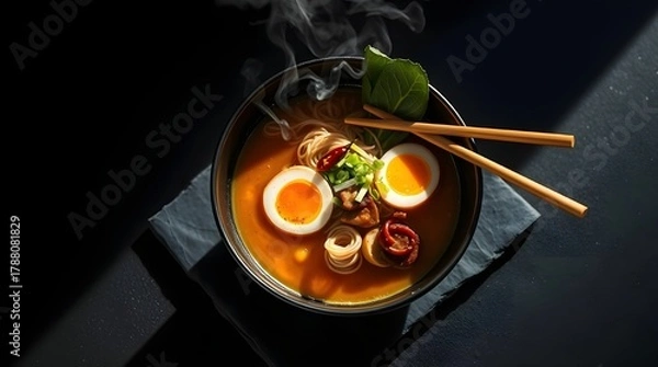 Obraz Delicious fried chicken and pork with fresh vegetables on a plate.