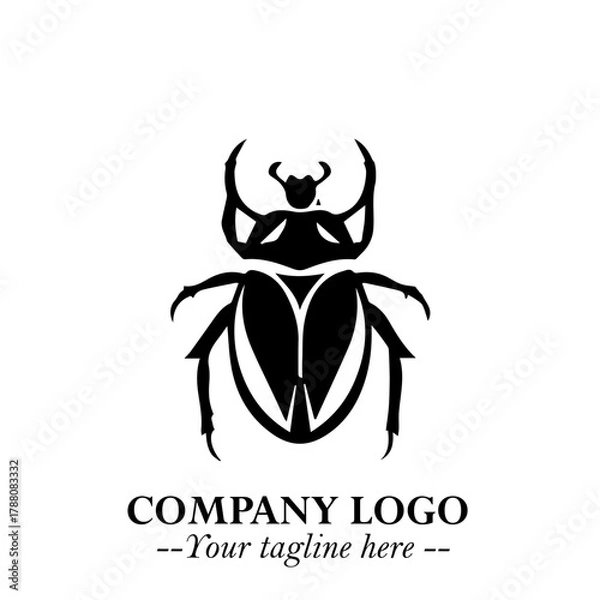 Fototapeta Beetle Logo Symbol in Black on the White Background with Simple Modern Insect Design