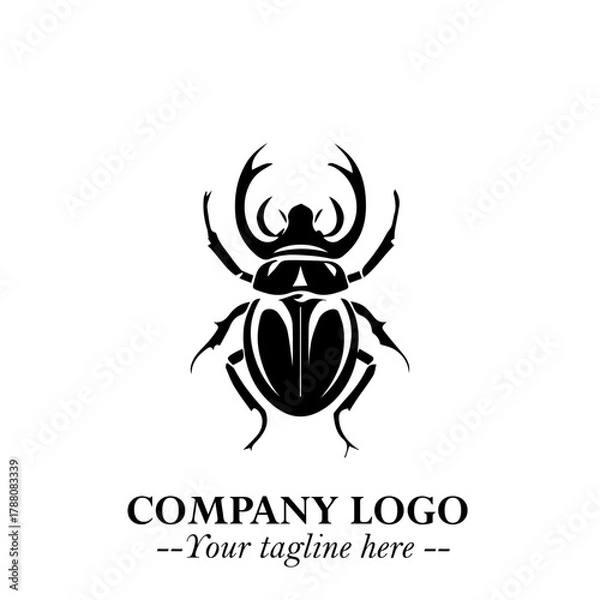 Fototapeta Beetle Logo Symbol in Black on the White Background with Simple Modern Insect Design