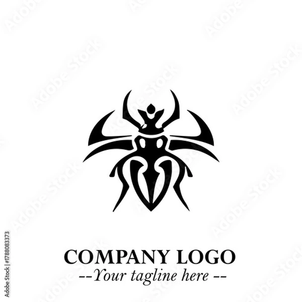 Fototapeta Beetle Logo Symbol in Black on the White Background with Simple Modern Insect Design