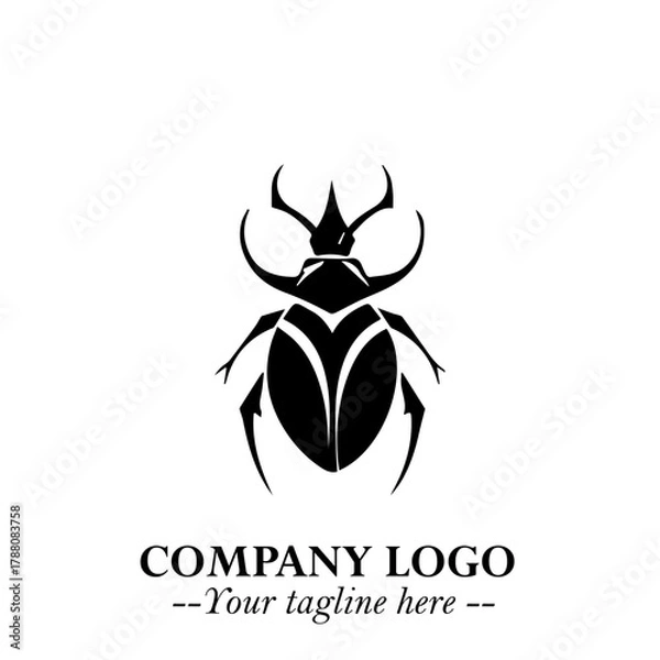 Fototapeta Beetle Logo Symbol in Black on the White Background with Simple Modern Insect Design