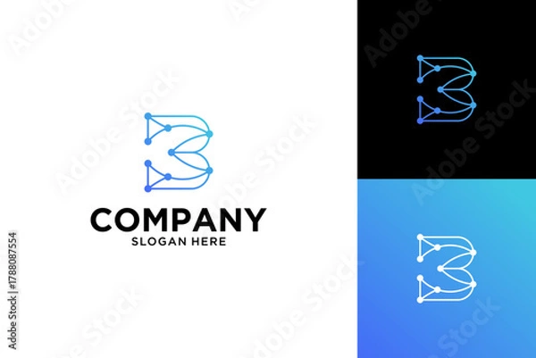 Fototapeta Initial letter B tech logo vector design