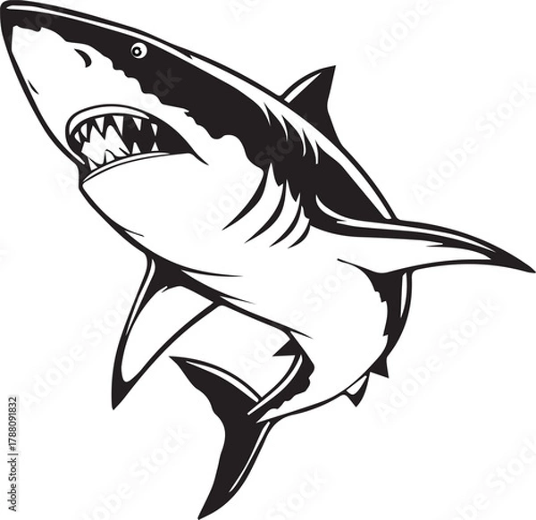 Obraz cartoon shark vector illustration on white background