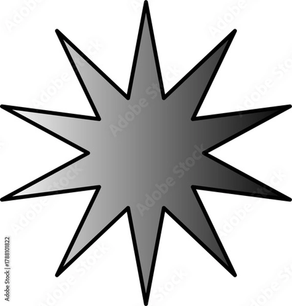 Obraz A grayscale illustration of a starburst shape with eight points.