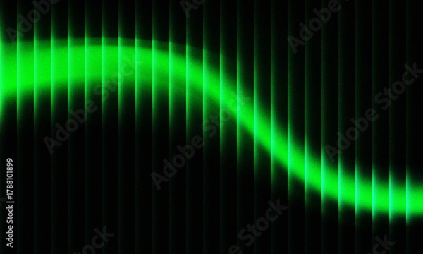 Obraz Glowing green wave light on dark background — futuristic abstract gradient texture with smooth luminous pattern