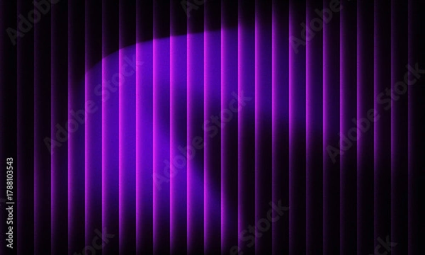 Obraz Vibrant purple light streaks across dark vertical blinds creating dynamic abstract pattern
