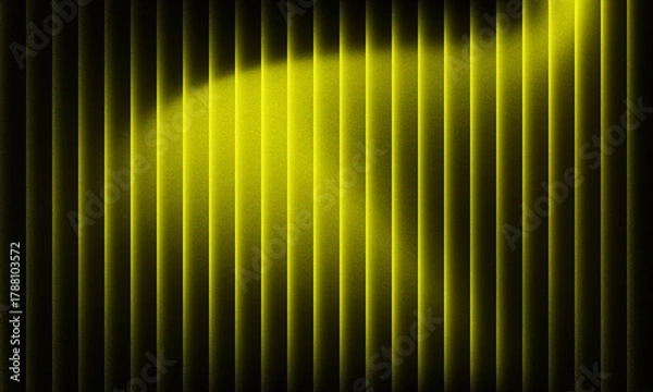 Obraz Dramatic yellow light illuminates textured vertical blinds creating a modern abstract background
