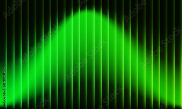 Obraz Dynamic green light waves pulse across vertical abstract background