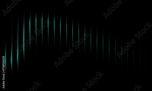 Obraz Minimal dark abstract glowing teal light streaks on black background