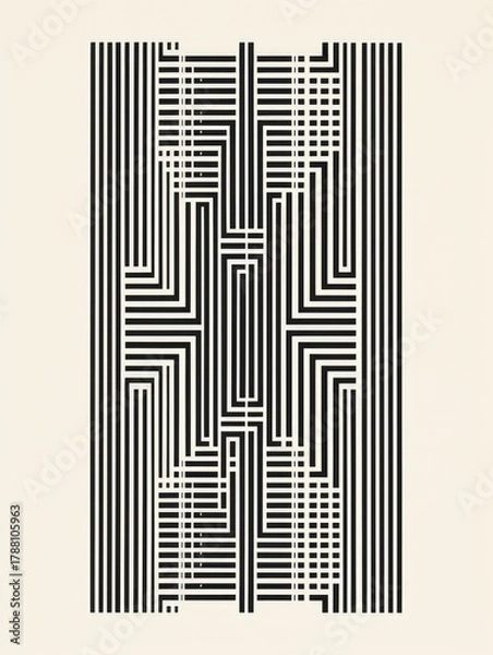 Obraz Abstract geometric pattern with bold black lines.
