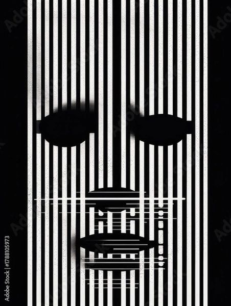 Obraz Abstract face concealed by vertical stripes.