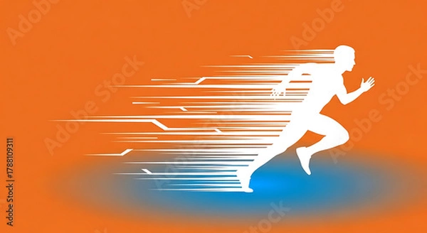 Fototapeta on the way to succe, mand running 