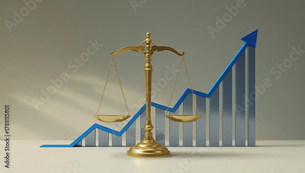 Obraz Depicting the vital intersection of ethical decision-making and market performance, showcasing the critical balance required for financial stability and sustained economic growth in business