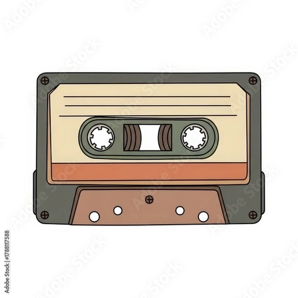 Fototapeta Vintage cassette tape in retro design with analog features  