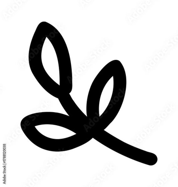 Fototapeta Hand-drawn doodle twig icon simple cute sketch symbol of nature and calm isolated on white background for personal journals, decorations, and creative designs.