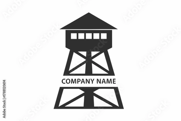 Obraz The observation tower icon in silhouette stands tall, a symbol ready for brand recognition