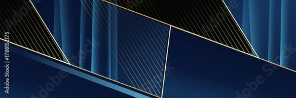 Fototapeta Royal Blue and Gold Luxury Abstract Background designed for premium presentations and elegant occasions.VIP Invitation Layout with. suit for bussines.