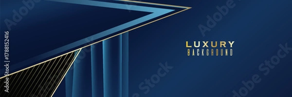 Fototapeta Royal Blue and Gold Luxury Abstract Background designed for premium presentations and elegant occasions.VIP Invitation Layout with. vector, modern
