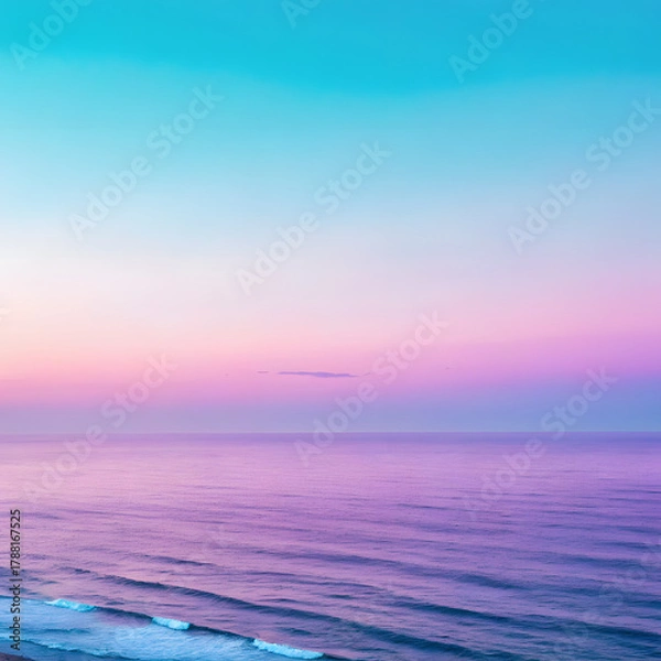 Obraz Vibrant ocean waves crash on shore under a breathtaking pastel sky during a serene sunset, evoking tranquility and natural beauty.