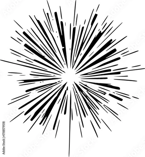 Obraz Fireworks burst silhouette vector illustration for holiday background