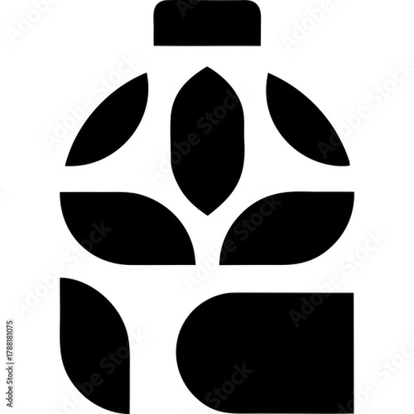 Obraz Abstract black and white geometric shape design art on transparent background silhouette