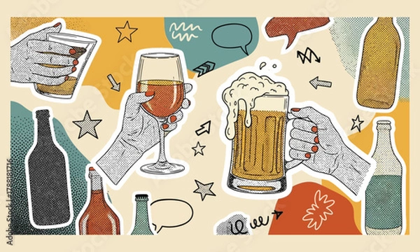 Fototapeta Cheers! Enjoying Drinks with Friends at a Party or Gathering