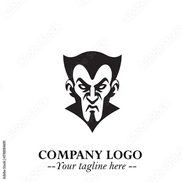 Obraz Head of Vampire Logo Symbol in Black on the White Background with Gothic Horror Vector Design