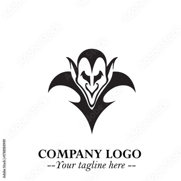 Obraz Head of Vampire Logo Symbol in Black on the White Background with Gothic Horror Vector Design