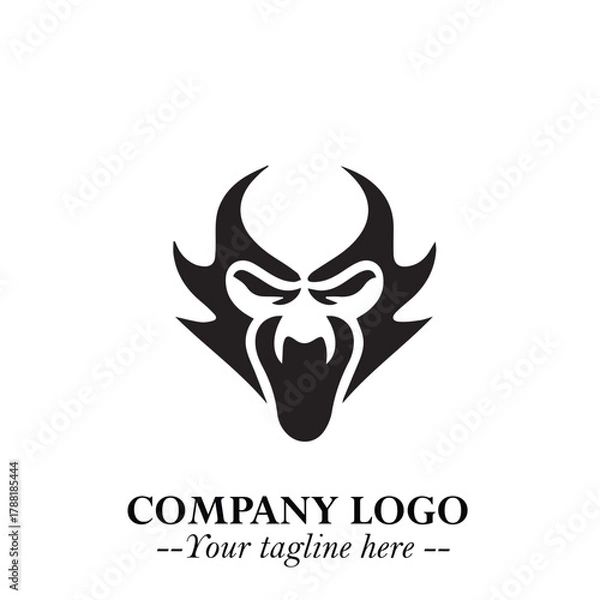 Obraz Head of Vampire Logo Symbol in Black on the White Background with Gothic Horror Vector Design