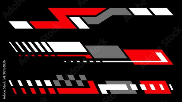 Fototapeta Set of elegant decal, stripes, vinyl, and sticker for black car, motor, bike and vehicle. Racing graphic design and automotive decoration.