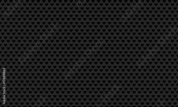 Fototapeta Valentines card template with heart shapes. Black background. 3D rendering