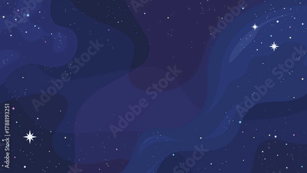 Obraz 周囲に星を散りばめた宇宙空間をイメージした背景イラスト_16:9
