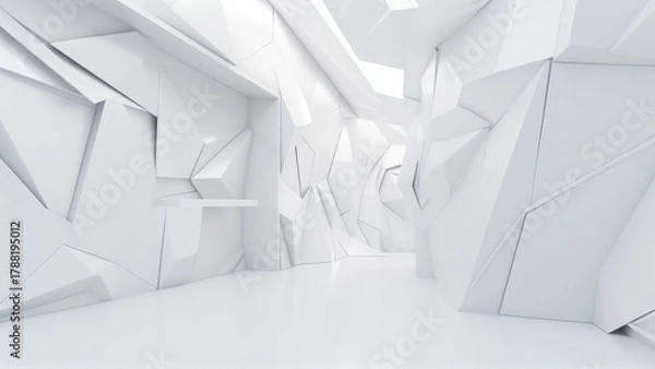 Fototapeta abstract wall polygon blue white geometric structure with triangular shapes 