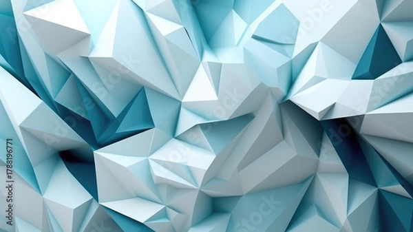 Fototapeta abstract wall polygon blue white geometric structure with triangular shapes 