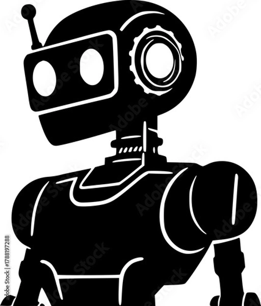 Obraz Robot figure silhouette vector for machine and robotics background