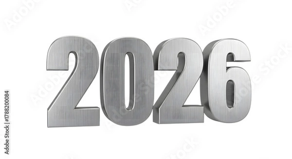 Obraz Silver 3d numbers 2026 foe new year isolated on transparent background